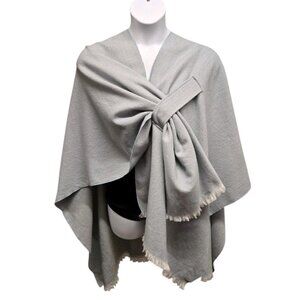 Cider Wrap Womens One Size Heather Blue Poncho Ruana Classic Modern